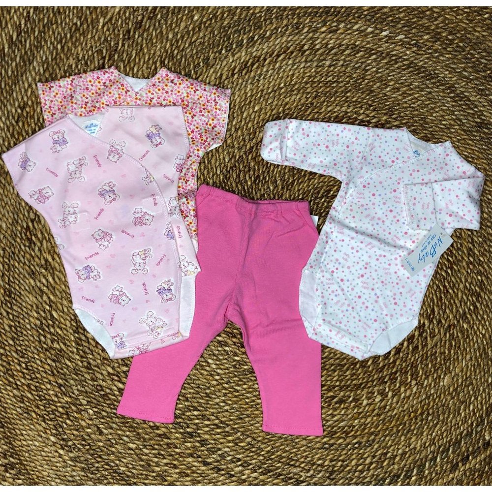 New 8-11 LBS 4 Piece‎ Newborn Baby Girl Bundle Pink Girls Babies Pants Bodysuits